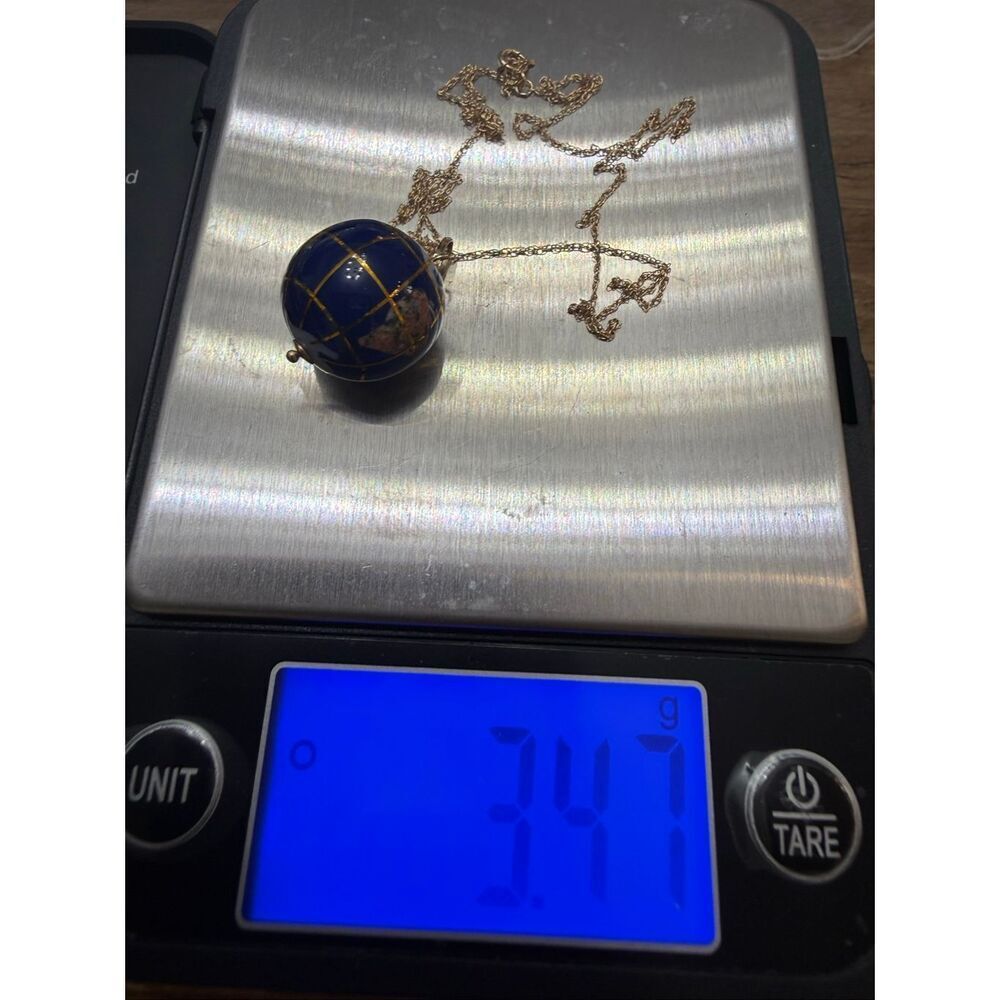 Multi Gemstone 14K Yellow Gold Globe Pendant Charm with 14k chain - Picture 2 of 8